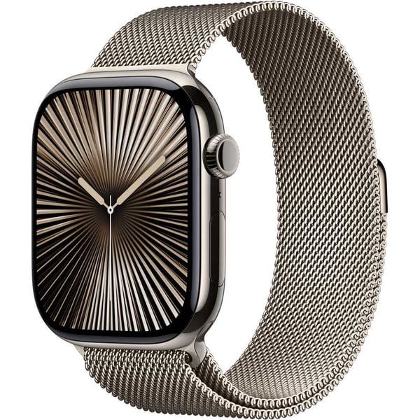 Apple Watch Series 10 GPS + Cellular 46mm Natural Titanium Case with Natural Milanese Loop – S/M